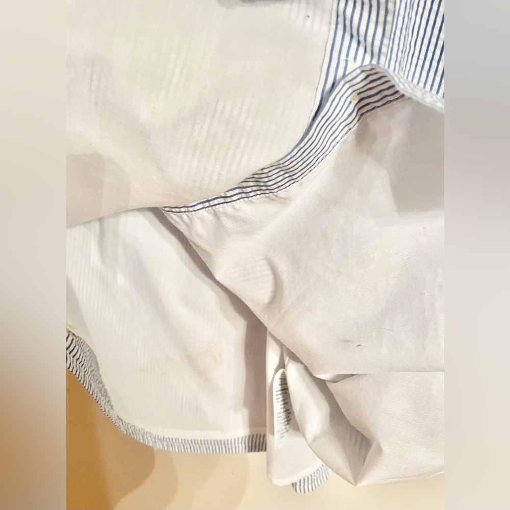 J. Crew Dress Midi Button Up Sleeveless Stripe Seersucker Blue White Sz 12- EUC - Picture 8 of 14